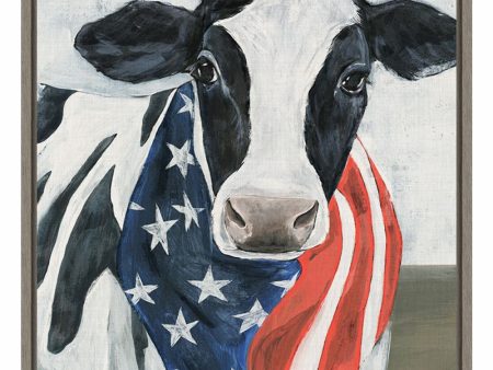 Framed American Cow II by Annie Warren Canvas Wall Art Print (23  W x 30  H), Sylvie Greywash Frame Discount