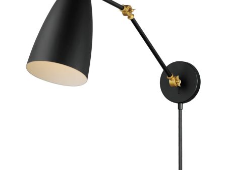 Carillon Articulating Wall Sconce Black   Satin Brass For Sale