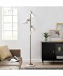 Jared 3-Light 3-Light Floor Lamp Ab Finished White Metal Shade For Sale