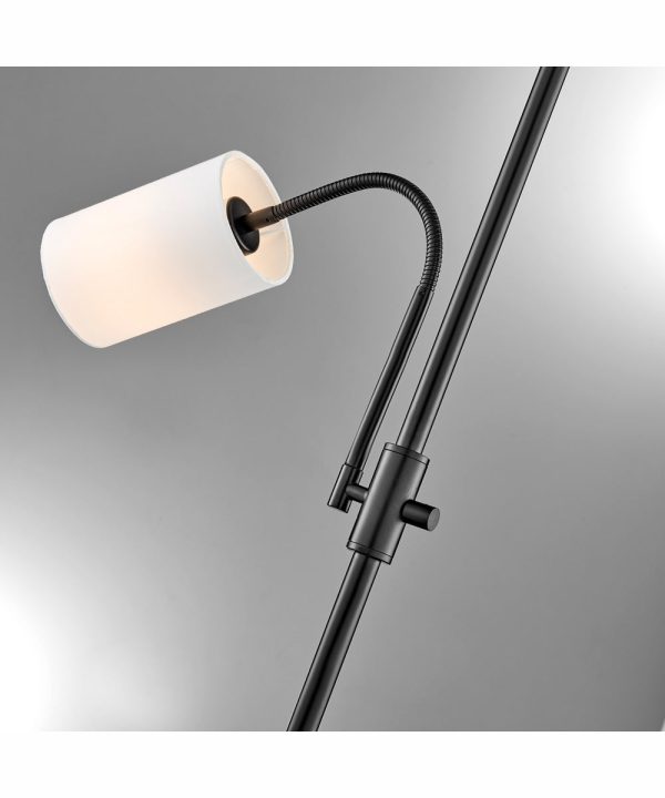 Tayvon 1-Light Floor Reading Combo Lamp Black White Fabric Shade Online now