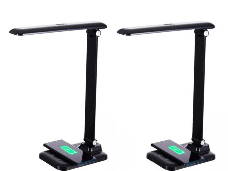 Brilli 15 H LED Desk Lamp (Set of 2) Matte Black Finish with Wireless Charging Sale