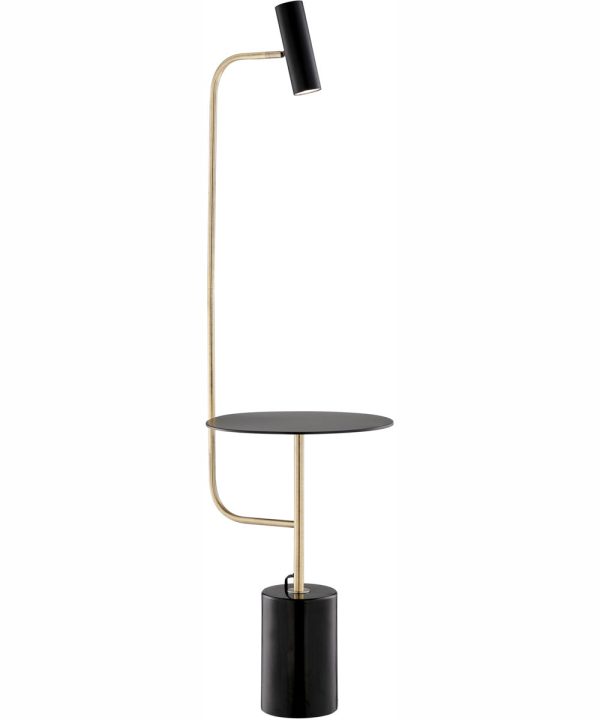 Tatum 1-Light Floor Lamp With Table Antique Brass Black Black Marble Discount