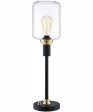 Luken 1-Light 3Pcs Floor & Table Lamp Set Black Antique Brass Seeded Glass Supply