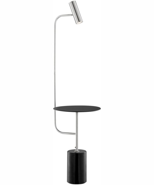 Tatum 1-Light Floor Lamp With Table Brushed Nickel Black Marble Fashion