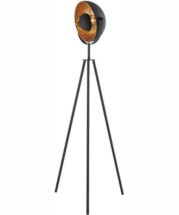 Gothard 1-Light Metal Floor Lamp Black Aged Gold For Discount