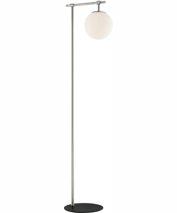 Lencho 1-Light Floor Lamp Brushed Nickel Frost Glass Shade Sale