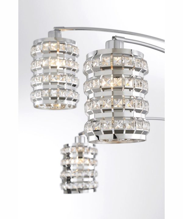 Valerie 3-Light 3-Light Arch Lamp Chrome Stainless Steel Crystal Fashion