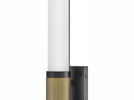 Zevi LED-Light Small LED Vanity in Black with Lacquered Brass Accents on Sale