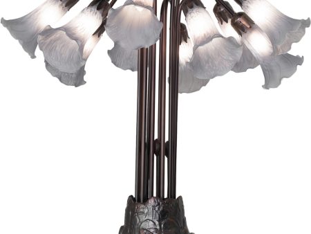 24  High Gray Tiffany Pond Lily 10 Light Table Lamp For Sale