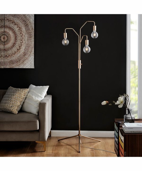 Nilmani 3-Light Floor Lamp Gold Online now