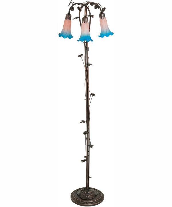 58  High Pink Blue Tiffany Pond Lily 3 Light Floor Lamp Fashion