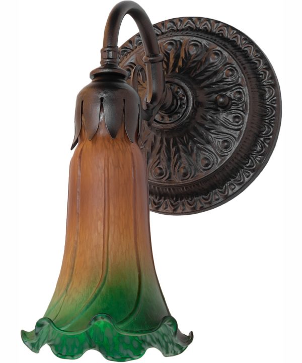 5.5  Wide Amber Green Tiffany Pond Lily Wall Sconce Online Sale