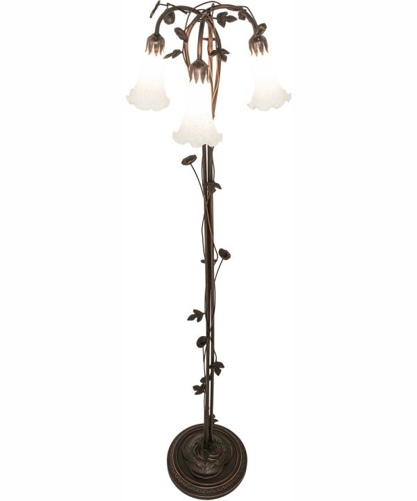 58  High White Tiffany Pond Lily 3 Light Floor Lamp Cheap