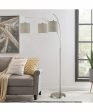 Norlan 3-Light 3-Light Arch Lamp Brushed Nickel Grey Fabric Shade Supply