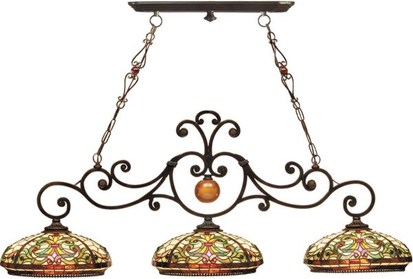 53 W 3-Light Tiffany Hanging Fixture Antique Golden Sand Hot on Sale