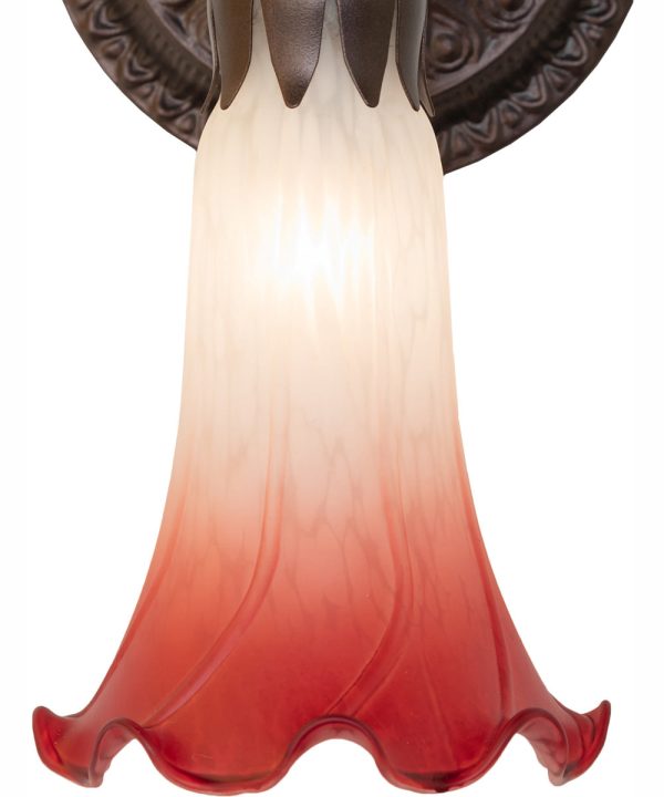 5.5  Wide Pink White Tiffany Pond Lily Wall Sconce Hot on Sale