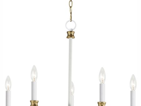 Charlton 5-Light Chandelier Weathered White Gold Leaf Online