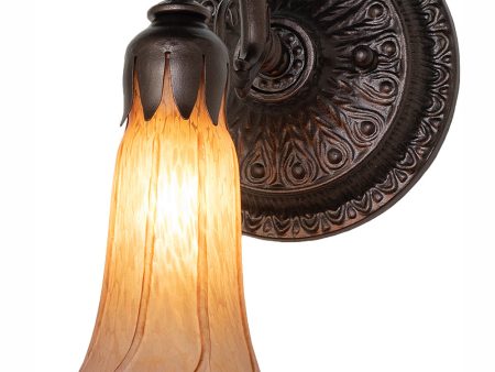 5.5  Wide Amber Purple Tiffany Pond Lily Wall Sconce Supply