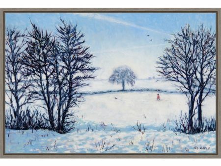 Framed A Snowy Winters Walk by Tilly Willis Canvas Wall Art Print (33  W x 23  H), Sylvie Greywash Frame For Discount