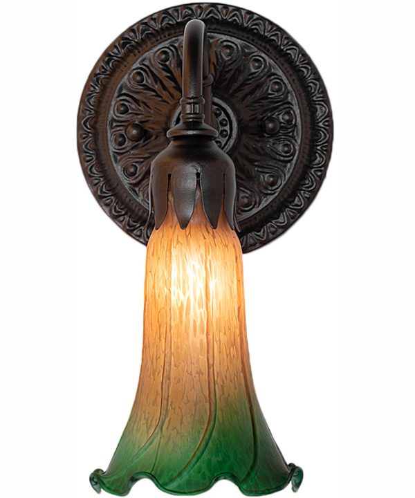 5.5  Wide Amber Green Tiffany Pond Lily Wall Sconce Online Sale