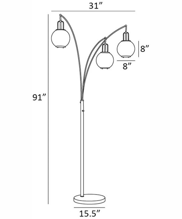 Kaira 3-Light 3-Light Arch Lamp Black Clear Glass Shade Online Sale