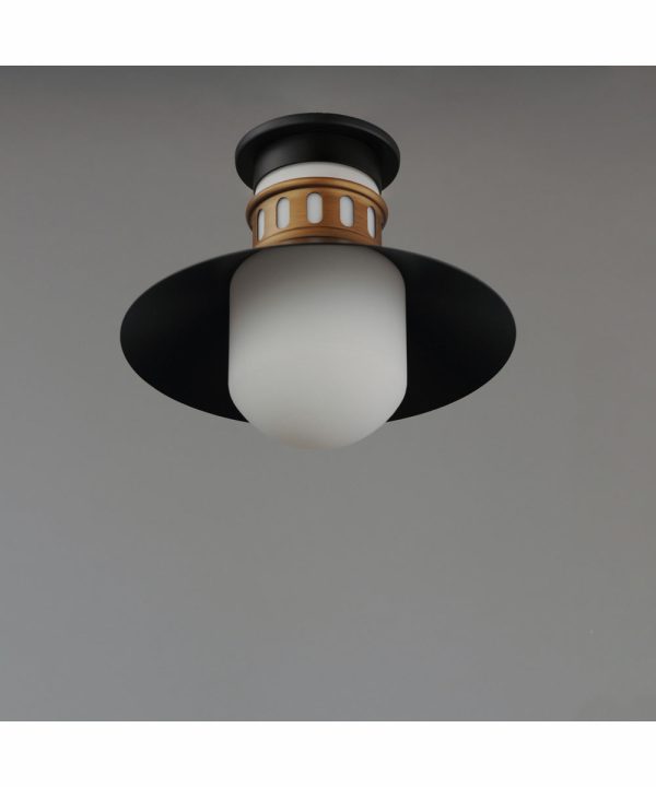 Admiralty 1-Light Outdoor Flush Mount Black   Antique Brass Sale