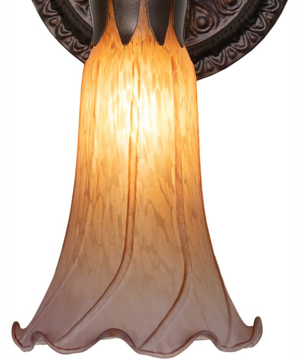 5.5  Wide Amber Purple Tiffany Pond Lily Wall Sconce Supply