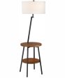 Lemington 1-Light Floor Lamp With Wireless Charging Pad Black Wood White on Sale