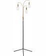 Nilmani 3-Light Floor Lamp Antique Brass Black Online Sale