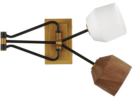 Akimbo 2-Light Swing Arm Wall Sconce W LED Bulbs Dark Bronze Antique Brass on Sale