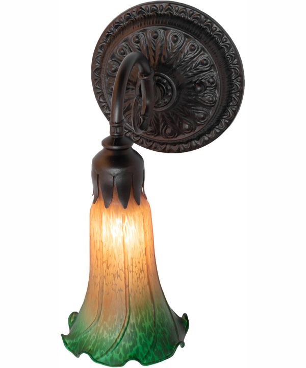 5.5  Wide Amber Green Tiffany Pond Lily Wall Sconce Online Sale