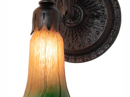 5.5  Wide Amber Green Tiffany Pond Lily Wall Sconce Online Sale