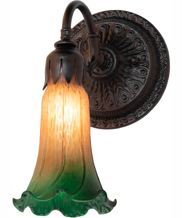 5.5  Wide Amber Green Tiffany Pond Lily Wall Sconce Online Sale