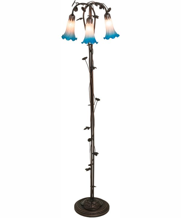 58  High Pink Blue Tiffany Pond Lily 3 Light Floor Lamp Fashion