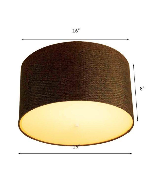 16  Flush Mount Conversion Kit - Chocolate Burlap Drum Shade Fashion