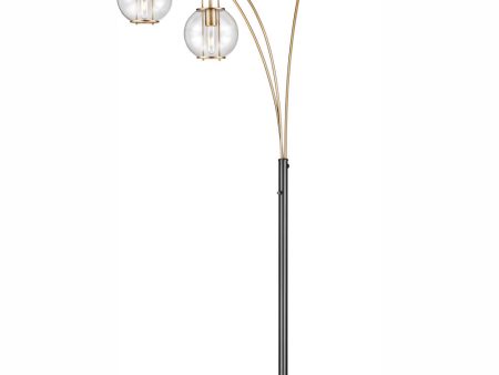 Kaira 3-Light 3-Light Arch Lamp Black Clear Glass Shade Online Sale