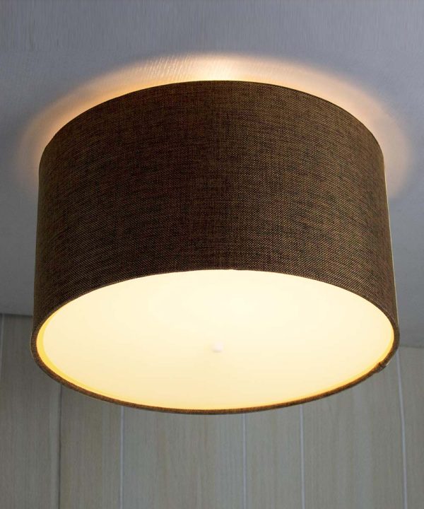 16  Flush Mount Conversion Kit - Chocolate Burlap Drum Shade Fashion