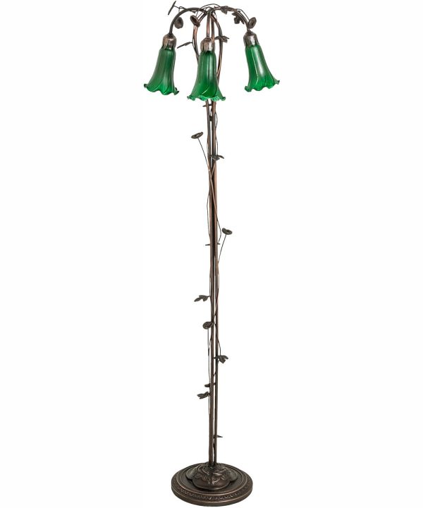 58  High Green Tiffany Pond Lily 3 Light Floor Lamp Sale