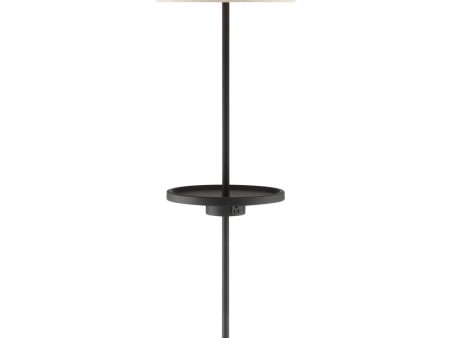 Tungsten 1-Light Floor Lamp With Tray Dark Brz Linen Shade Hot on Sale