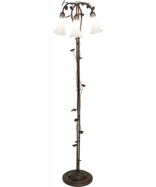 58  High White Tiffany Pond Lily 3 Light Floor Lamp Cheap