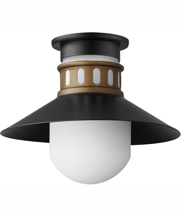 Admiralty 1-Light Outdoor Flush Mount Black   Antique Brass Sale