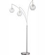 Kaira 3-Light 3-Light Arch Lamp Brushed Nickel Clear Glass Shade Hot on Sale