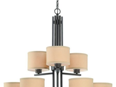 34 w Tecido 9-Light Chandelier Olde World Iron Online Sale