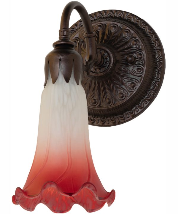 5.5  Wide Pink White Tiffany Pond Lily Wall Sconce Hot on Sale