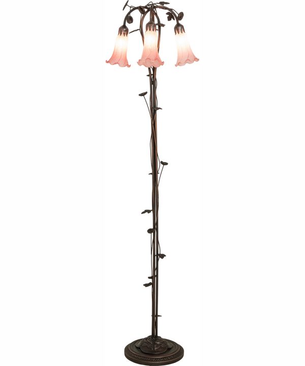 58  High Pink Tiffany Pond Lily 3 Light Floor Lamp Online now