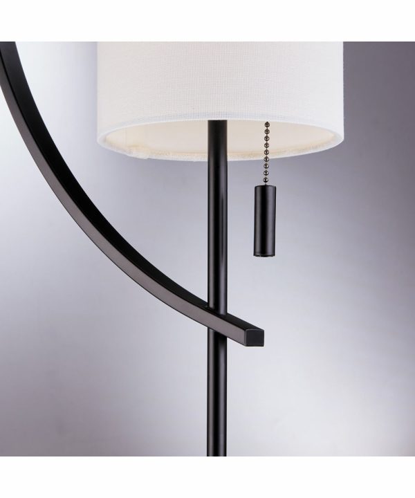 Renessa 1-Light Floor Lamp Black Off-White Fabric Shade Online now