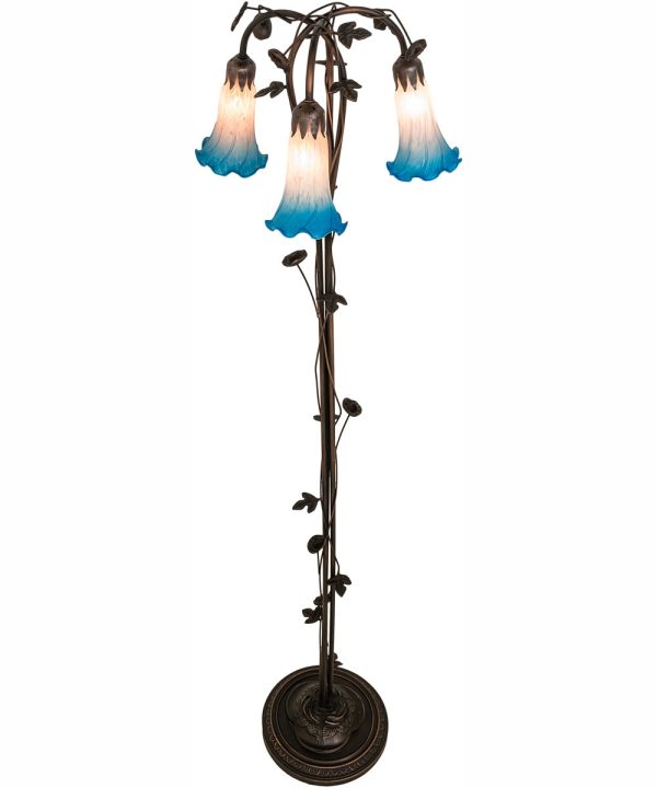 58  High Pink Blue Tiffany Pond Lily 3 Light Floor Lamp Fashion