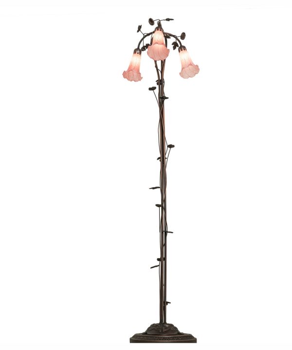 58  High Pink Tiffany Pond Lily 3 Light Floor Lamp Online now