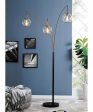 Kaira 3-Light 3-Light Arch Lamp Black Clear Glass Shade Online Sale