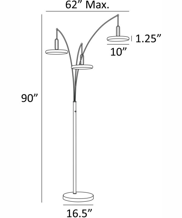 Sailee 3-Light Led 3-Light Arch Lamp Black For Cheap